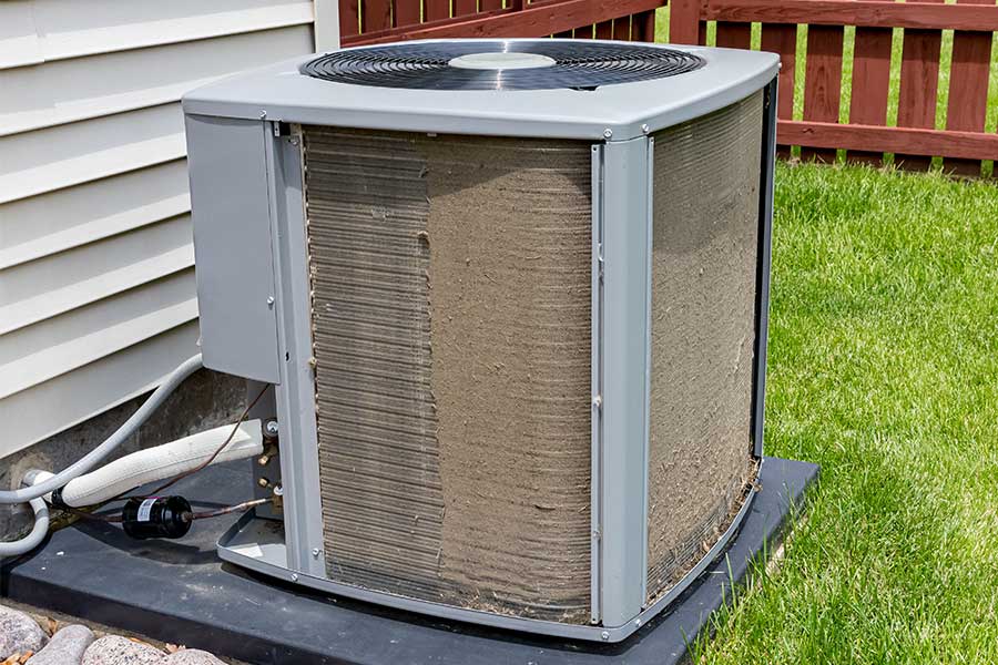 Dirty AC evaporator coil needs service